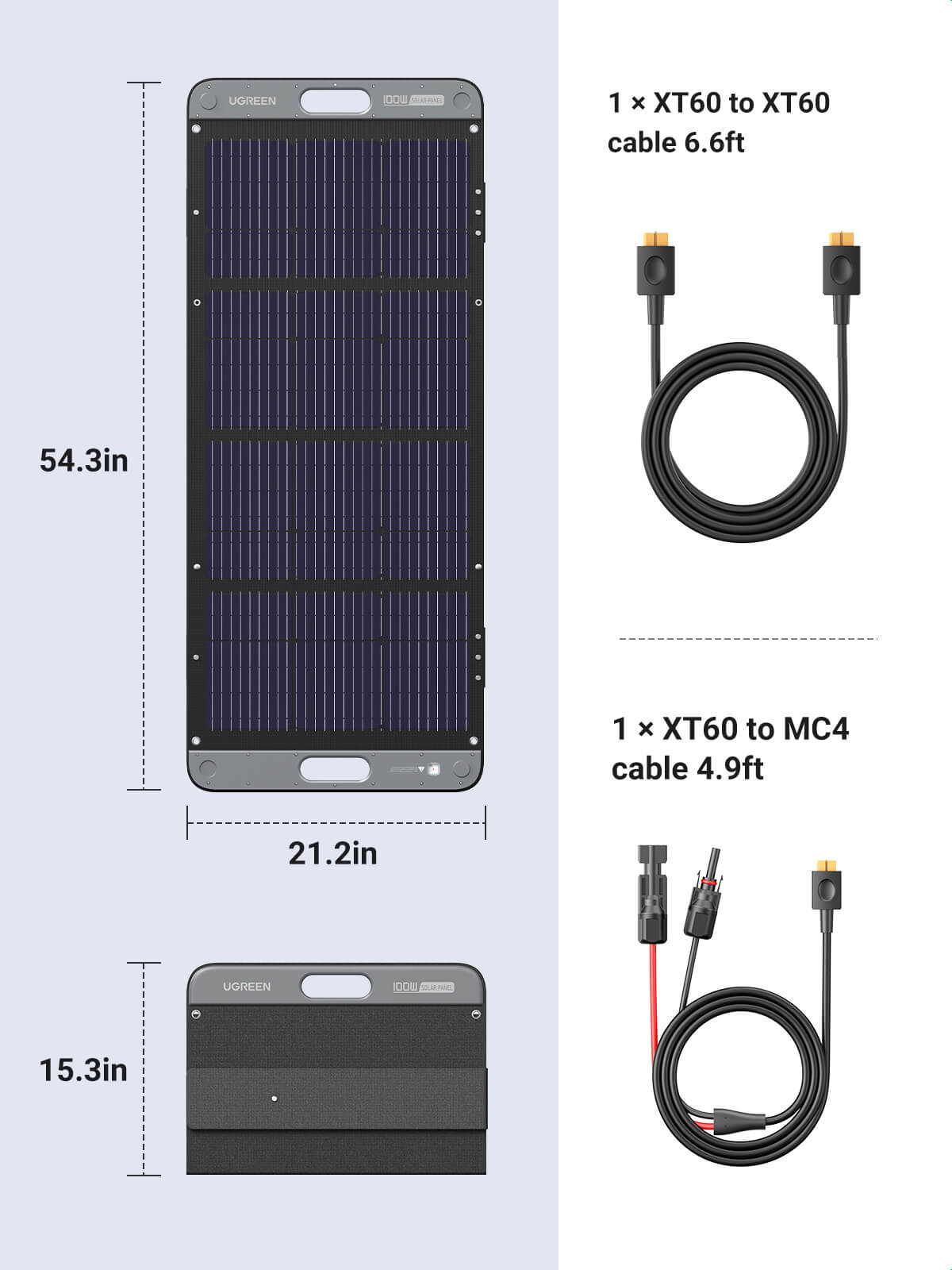 Ugreen Foldable Solar Panels for Portable Power Station 100W*3 (3 Panels)